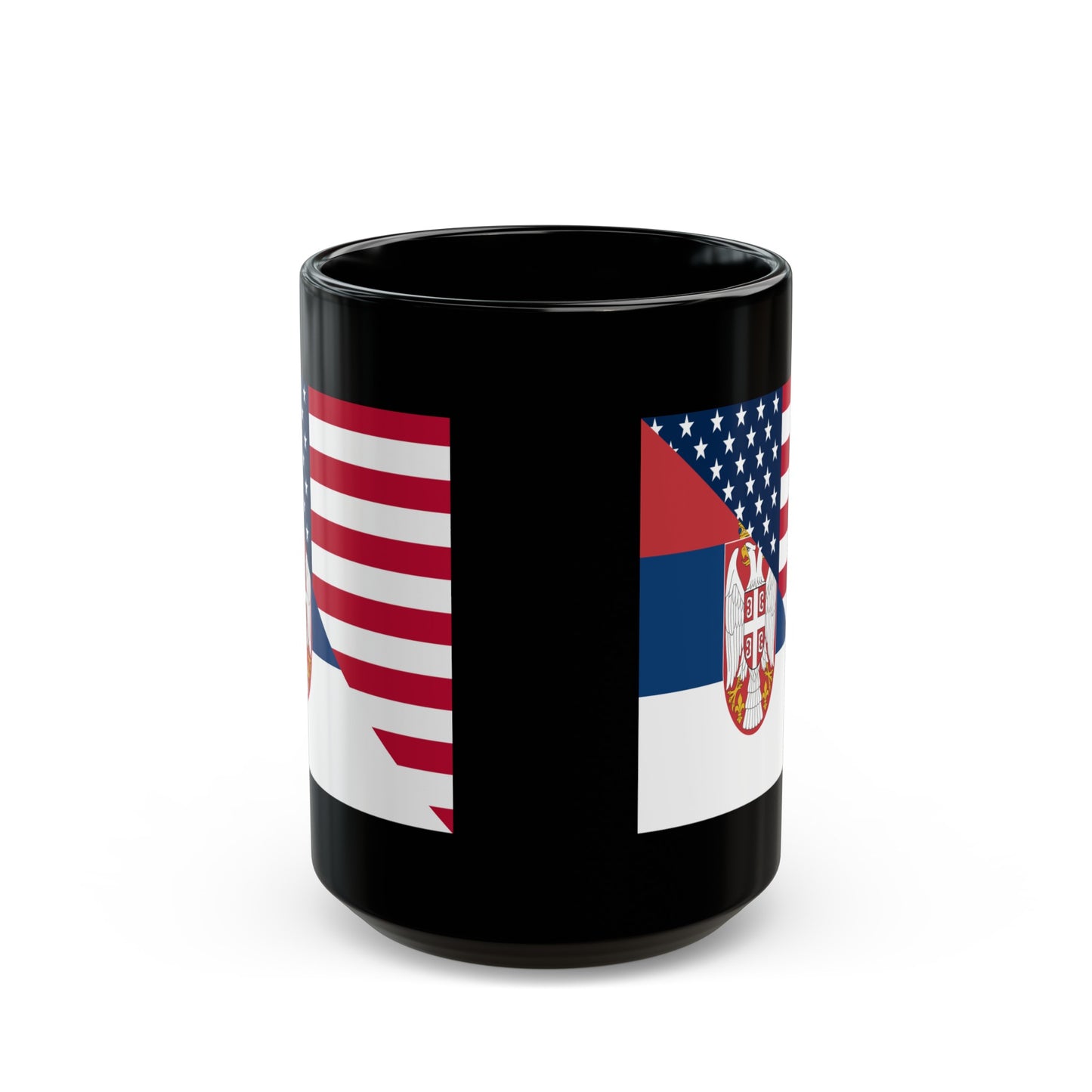 Serbian American Flag Half Serbia USA Black Mug (11oz, 15oz)