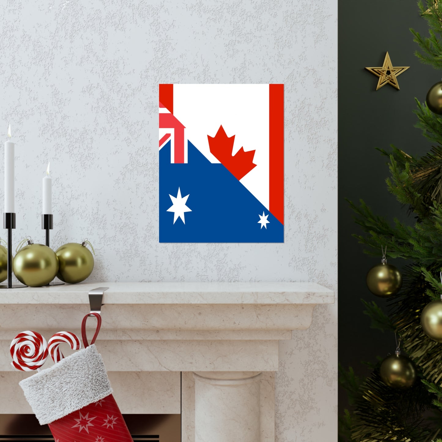 Australian Canadian Flag Half Australia Canada Premium Matte Poster