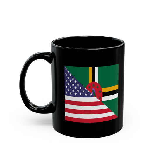 Dominican American Flag Dominica USA Half Black Mug (11oz, 15oz)