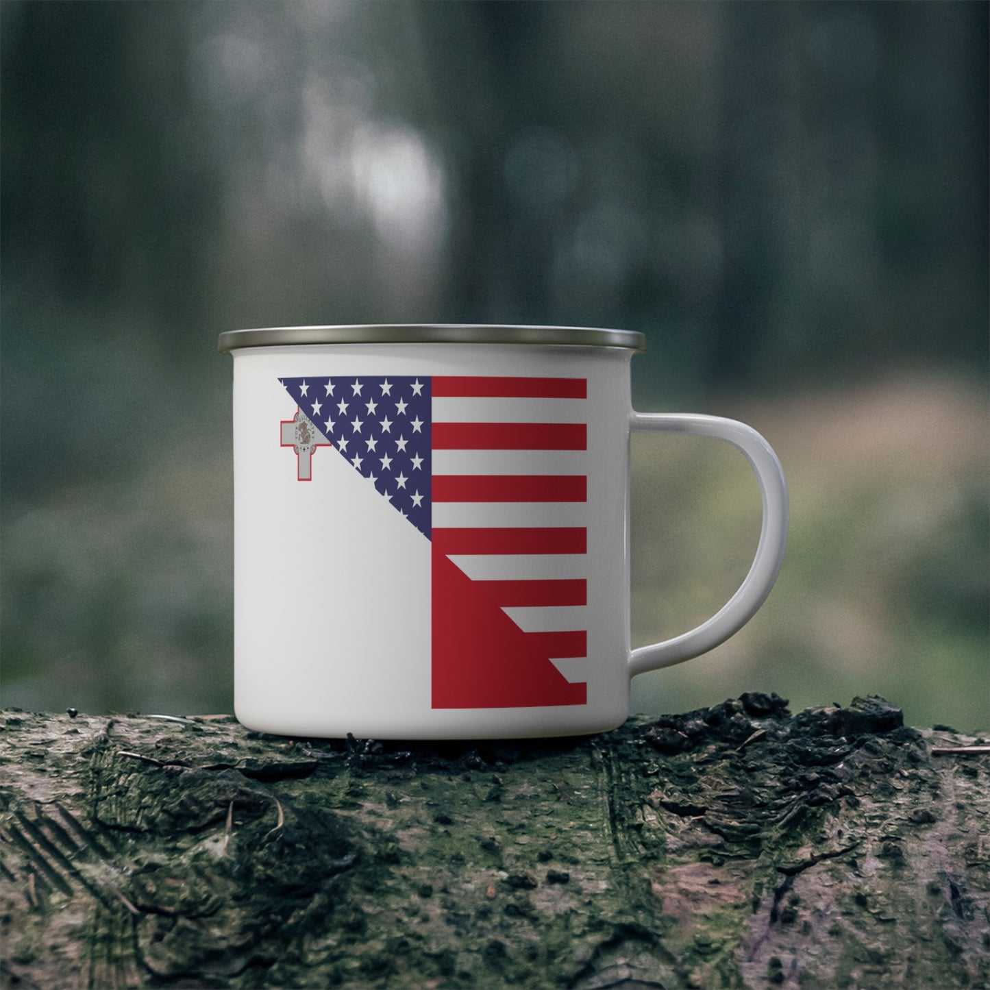 Maltese American Flag Malta USA 12oz Enamel Mug