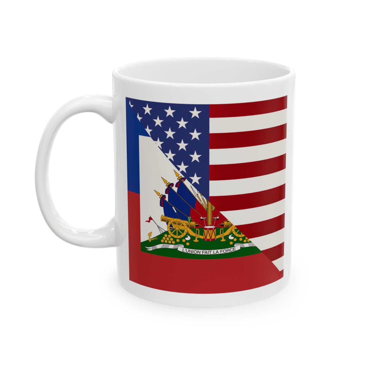 Haiti America Flag | Half Haitian American Flag Ayiti Ceramic Mug 11oz, 15oz Cup