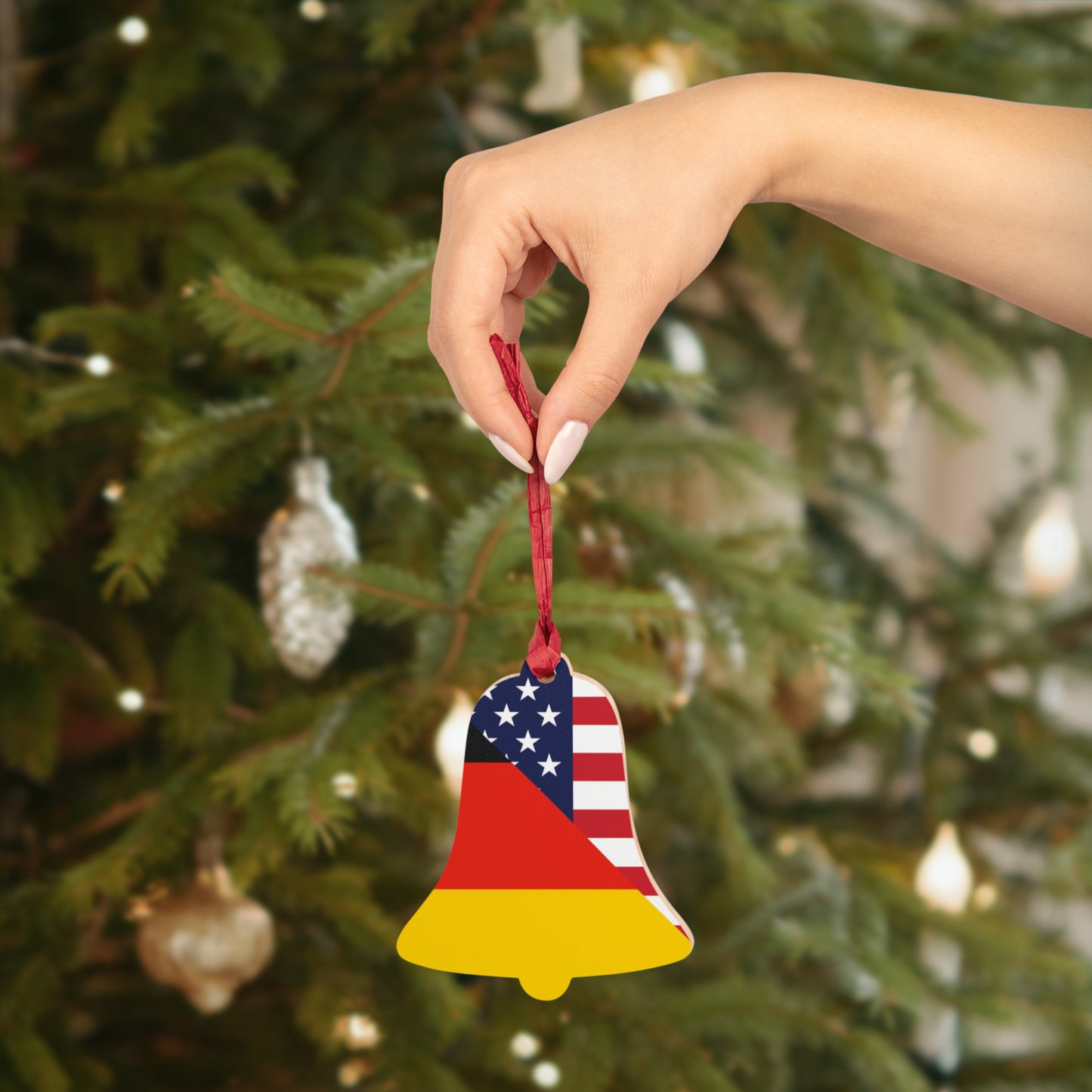 German American Flag Germany USA Wooden Ornament