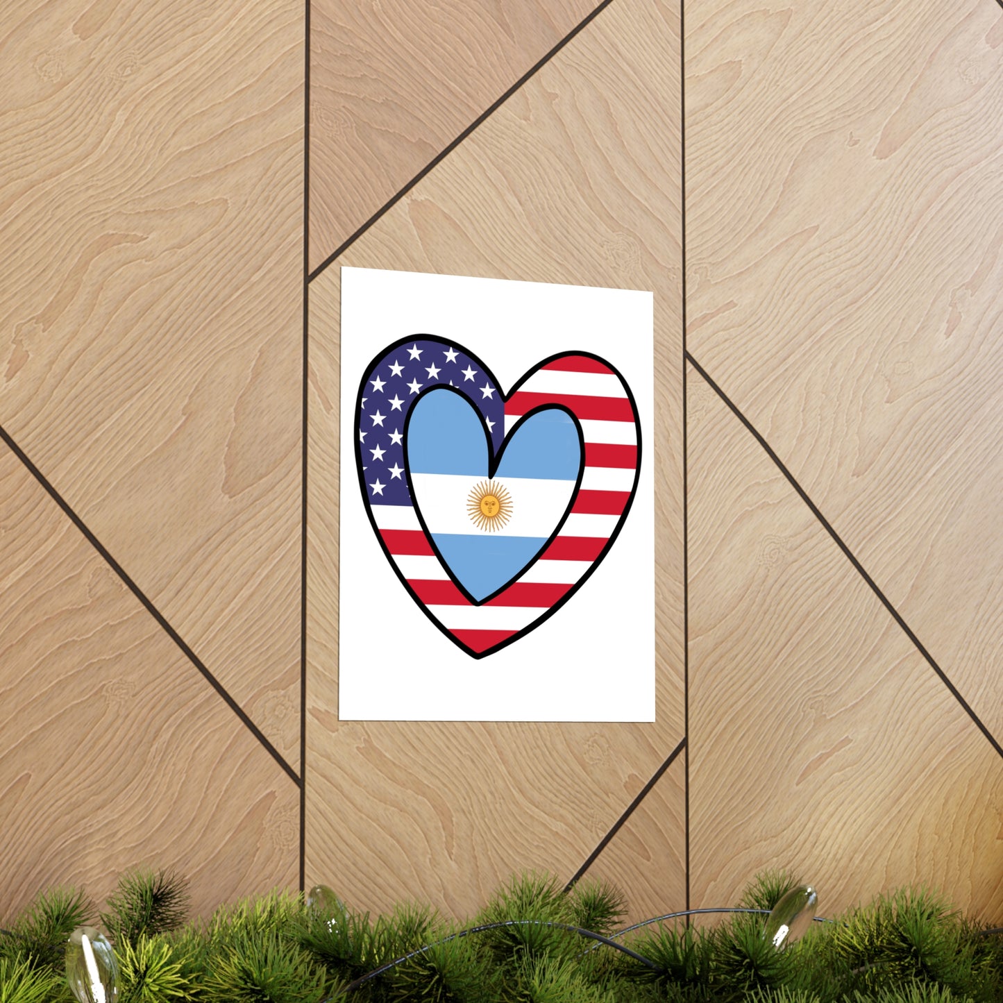 Argentinian American Heart Valentines Day Gift Half Argentina USA Flag Premium Matte Poster