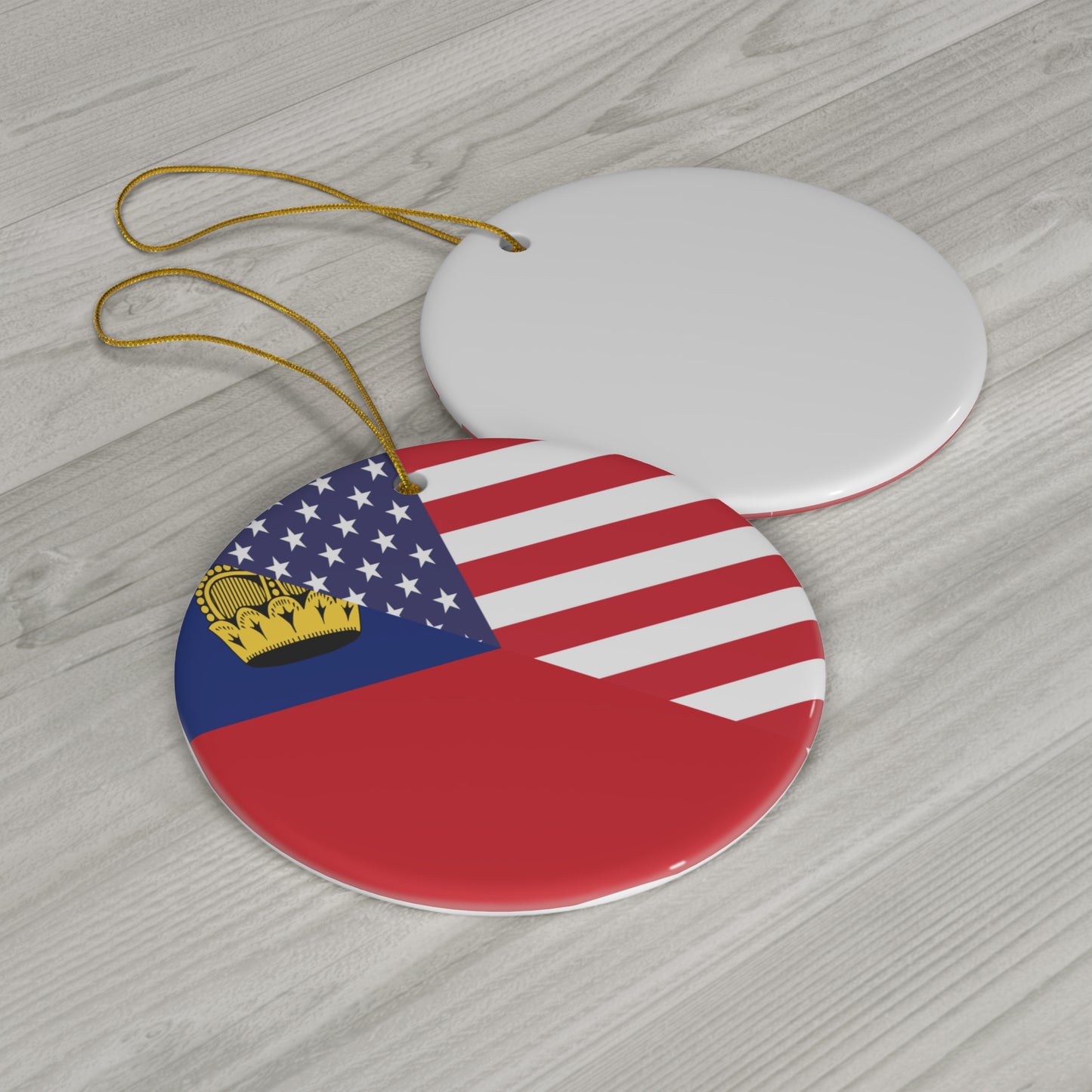 Liechtenstein American Flag Ceramic Ornament | Christmas Tree Ornaments