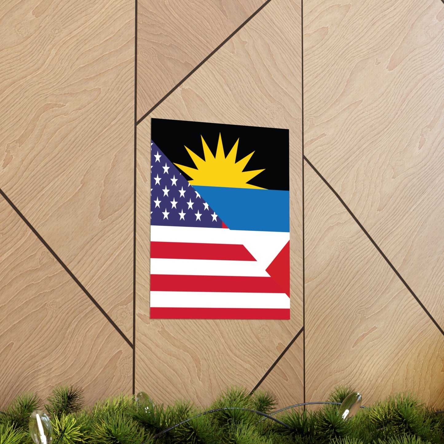 Antigua and Barbuda American Flag Antiguan USA Premium Matte Poster