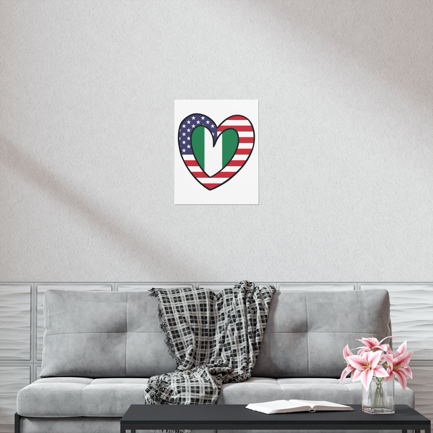 American Nigerian Flag Inner Heart USA Naija Nigeria Premium Matte Poster