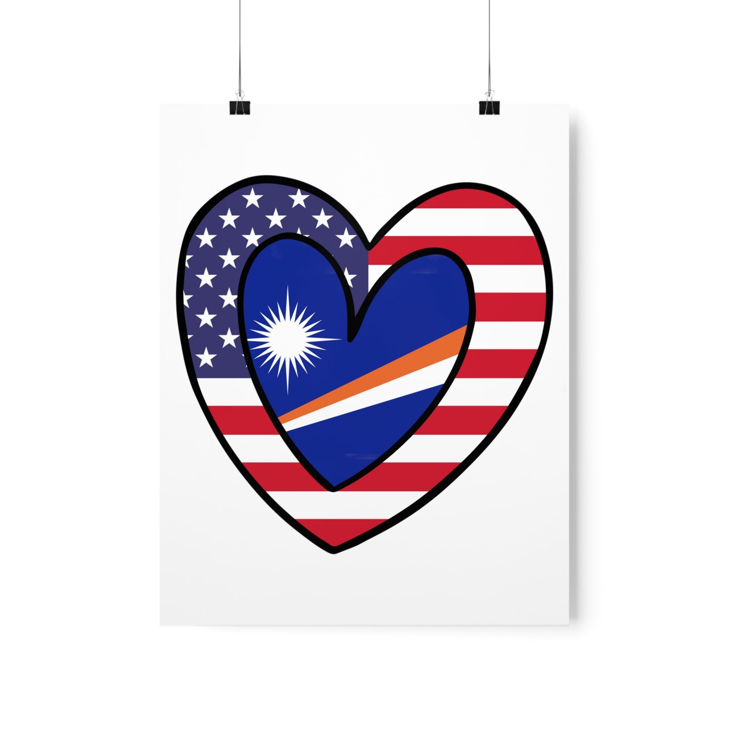 Marshal Islands American Heart Valentines Day Wedding Gift Half Flag Premium Matte Poster