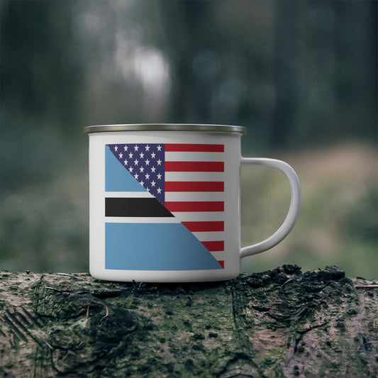 Botswana American Flag USA 12oz Enamel Mug