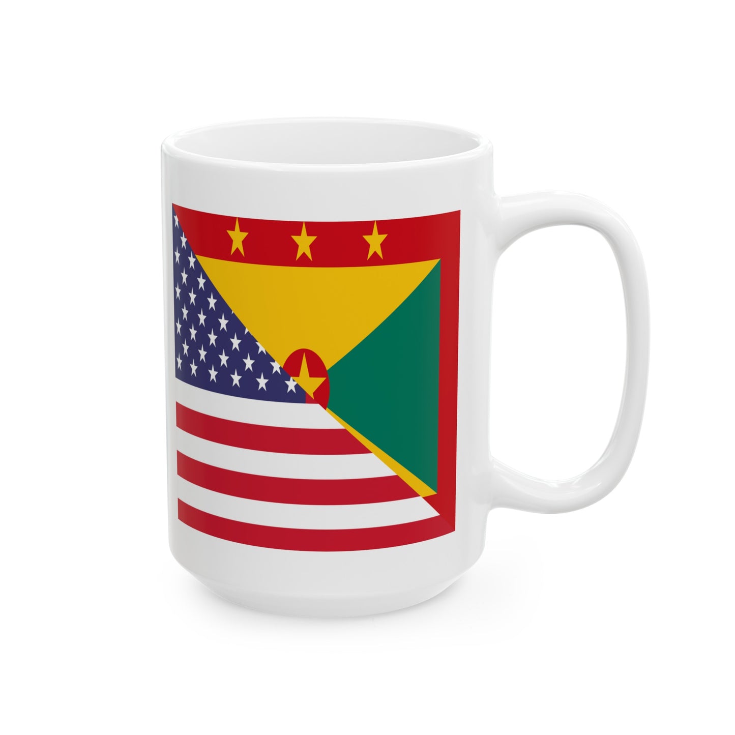 Grenadan American Flag Half Grenada USA Ceramic Mug 11oz, 15oz Cup