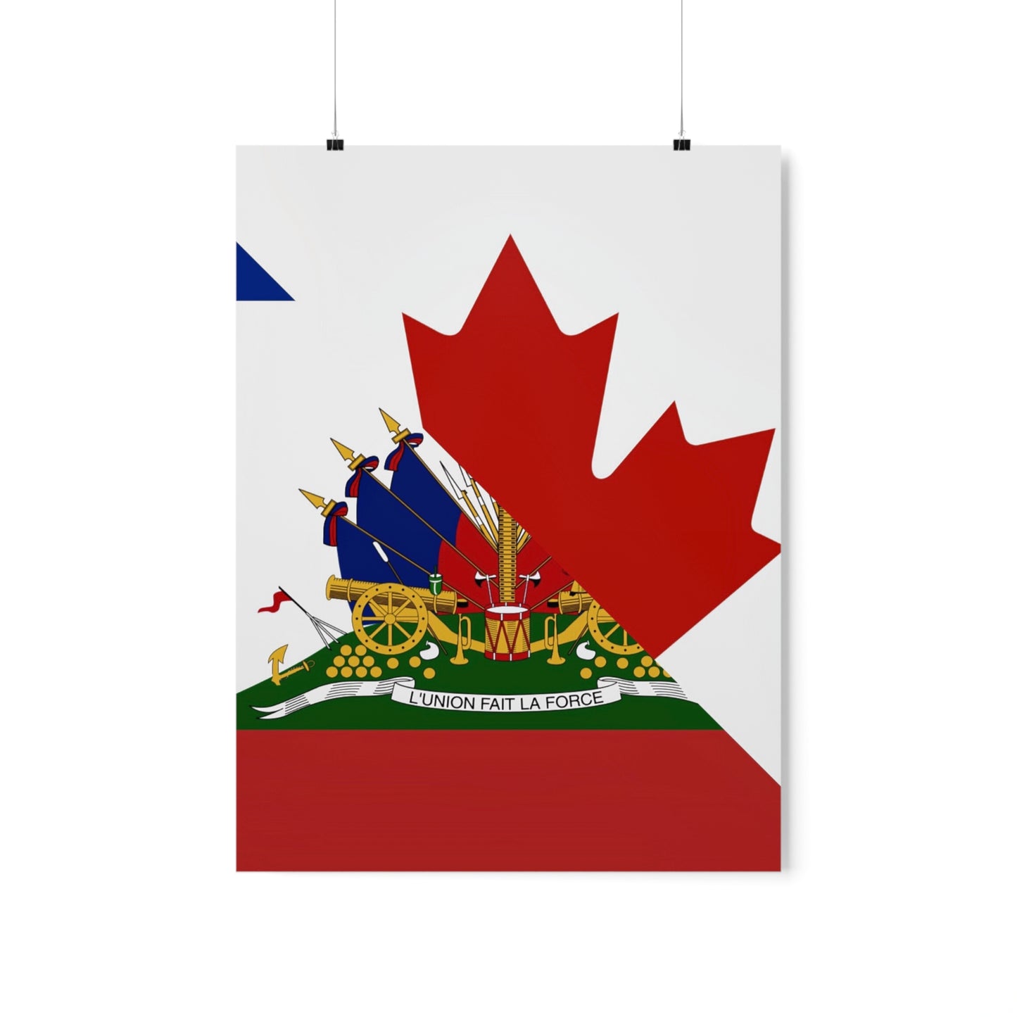 Haitian Canadian Flag | Half Haiti Canada Canadien Premium Matte Poster