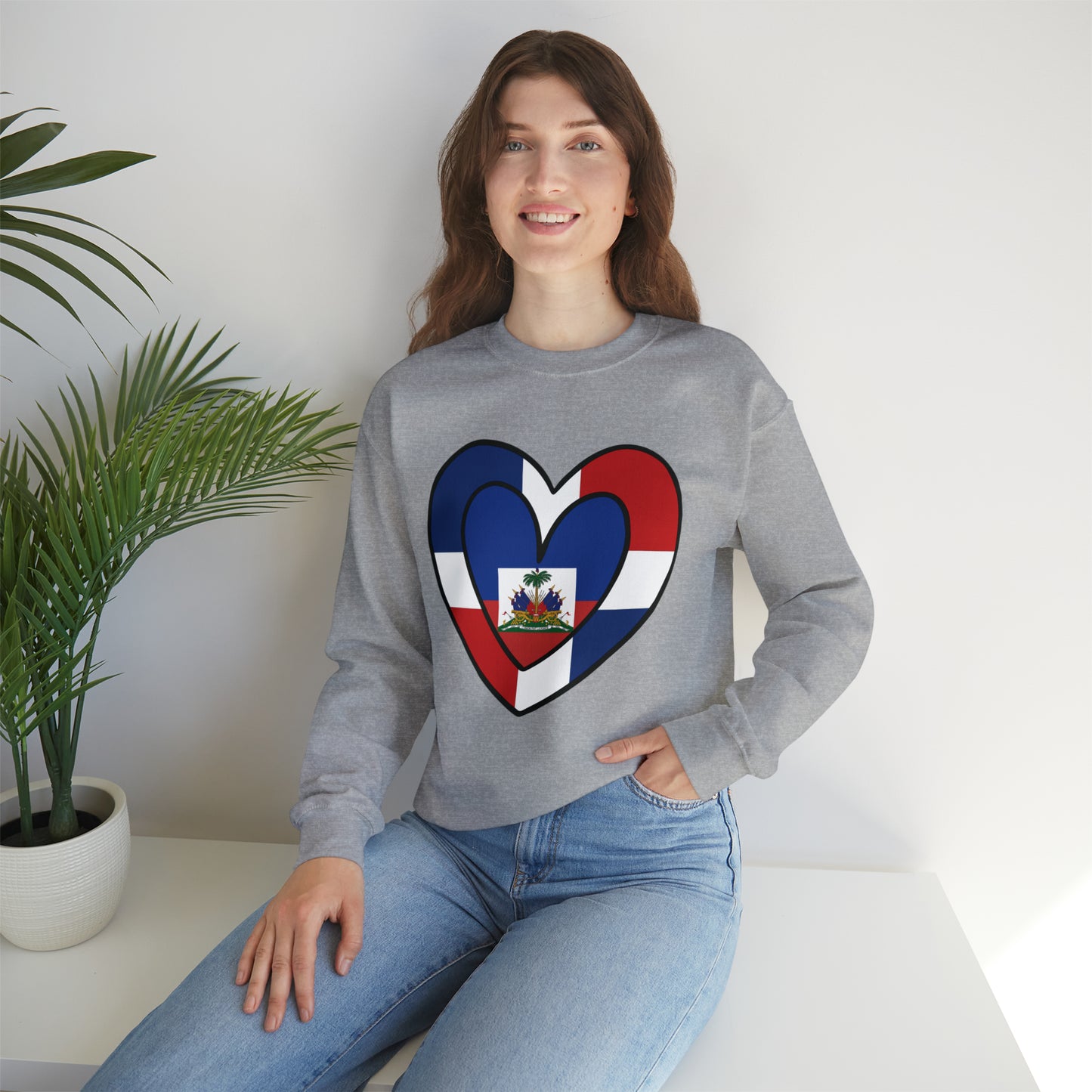 Dominican Haitian Flag Inner Heart DR Republic Haiti  Unisex Sweatshirt