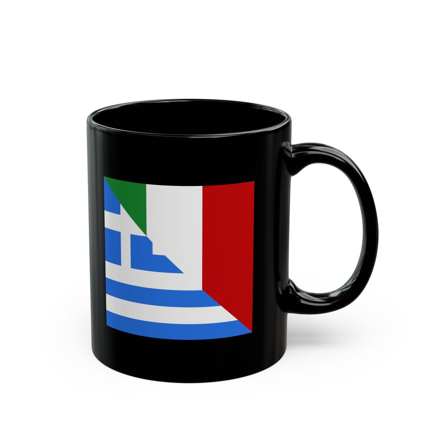 Greek Italian Flag Half Greece Italy Black Mug (11oz, 15oz)