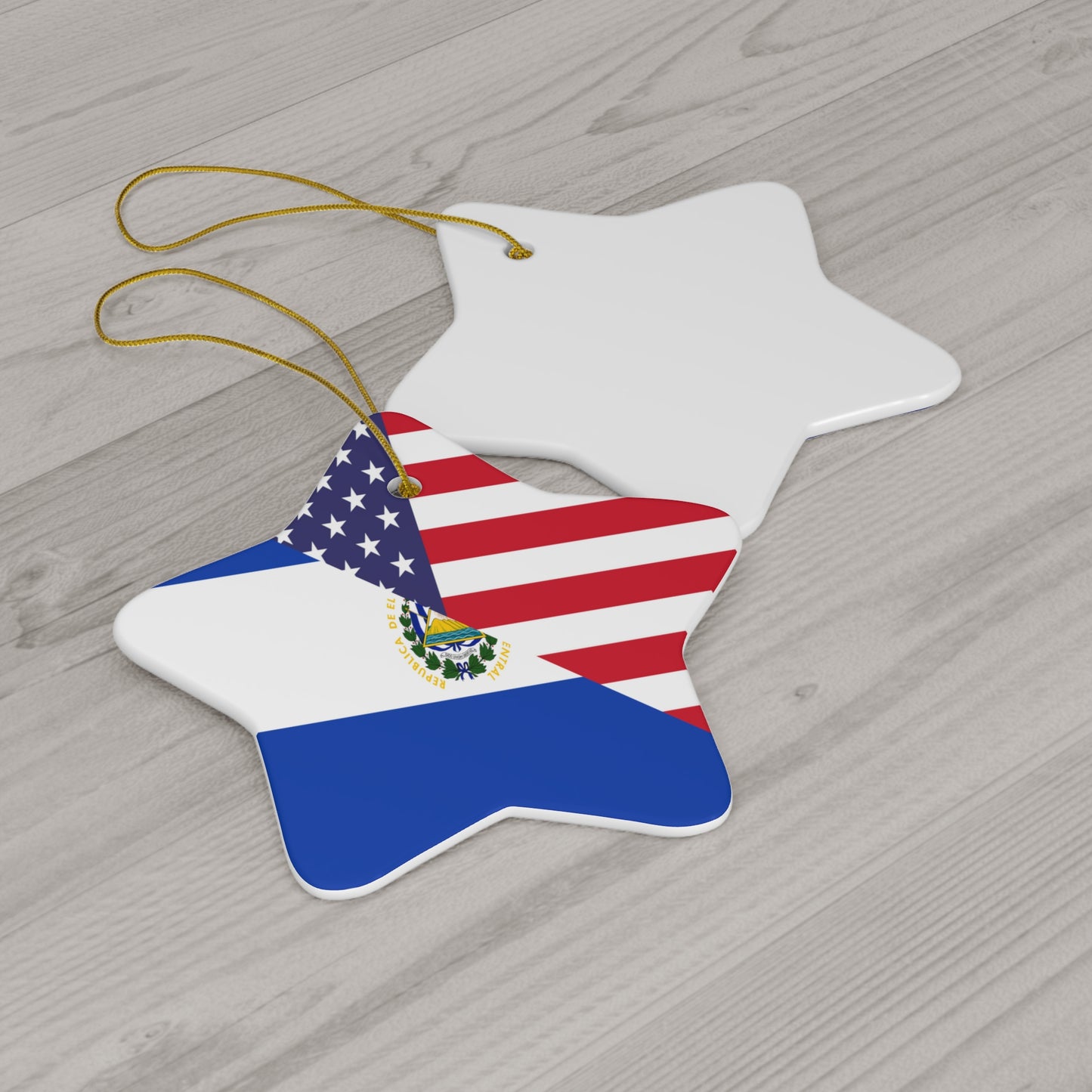 El Salvador American Flag USA Ceramic Ornament | Christmas Tree Ornaments