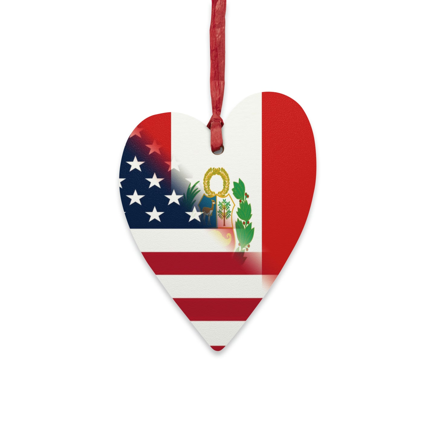 Peru America Flag | Peruvian American Flag Wooden Ornament