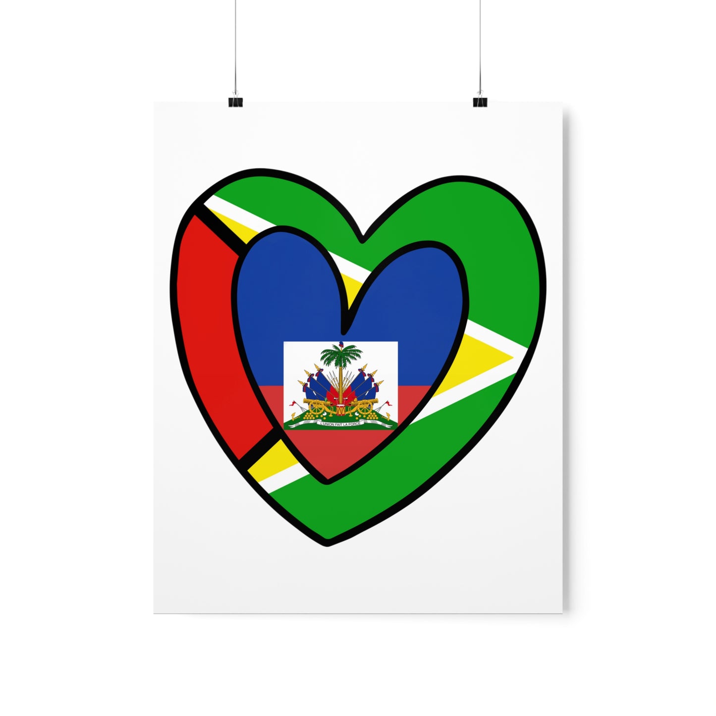 Guyanese Haitian Flag Inner Heart Guyana Haiti  Premium Matte Poster