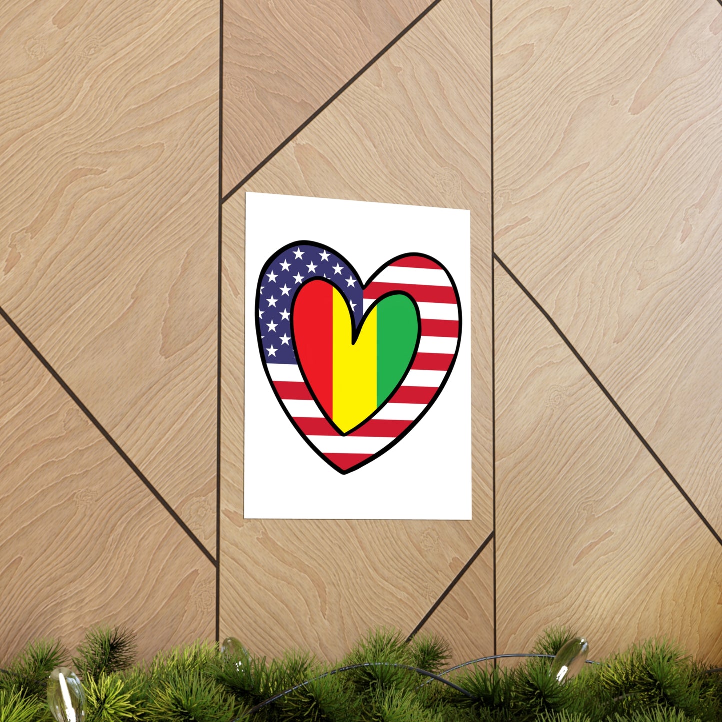 Guinean American Heart Valentines Day Wedding Gift Half Guinea USA Flag Premium Matte Poster