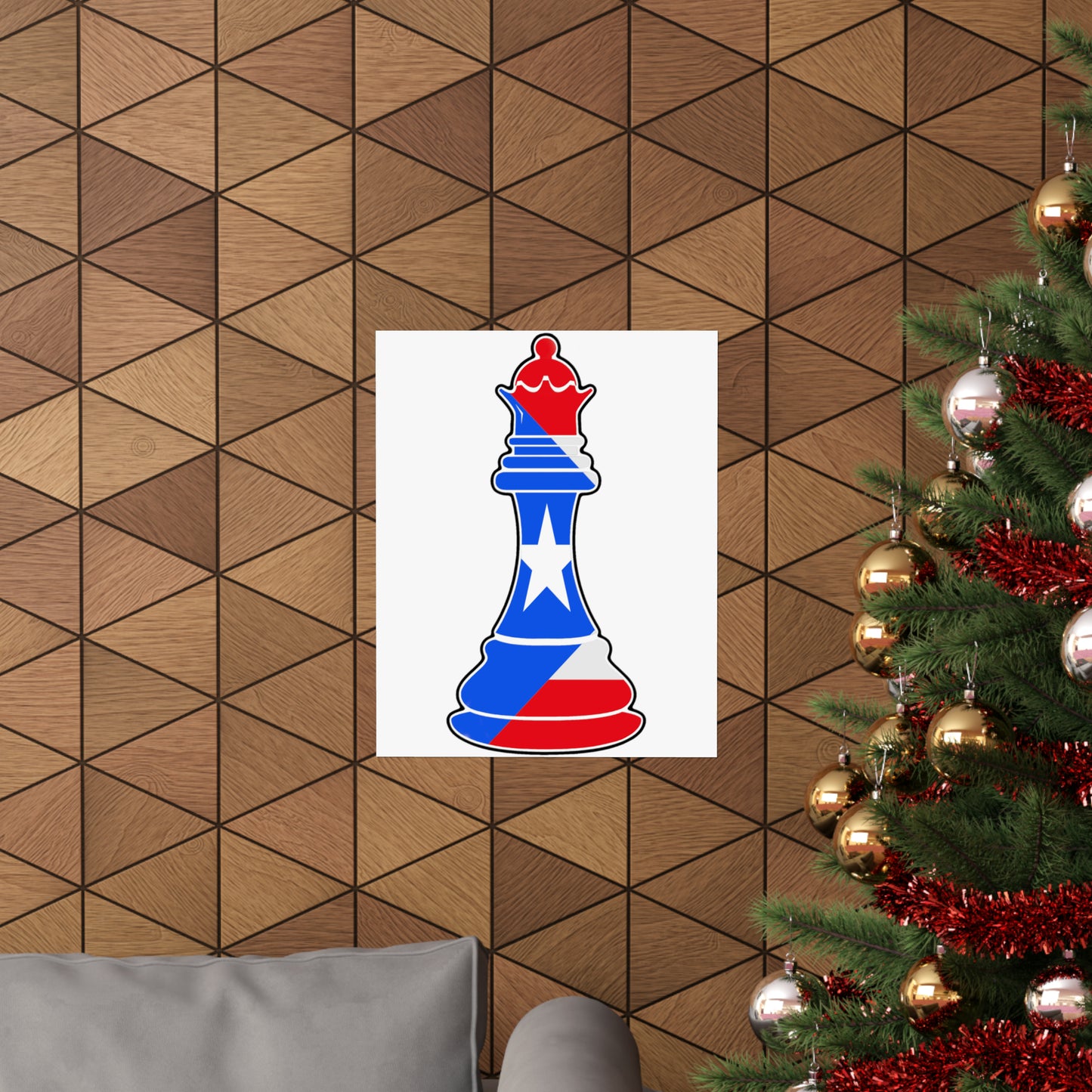 Puerto Rican Queen Flag Chess Piece Boricua Premium Matte Poster