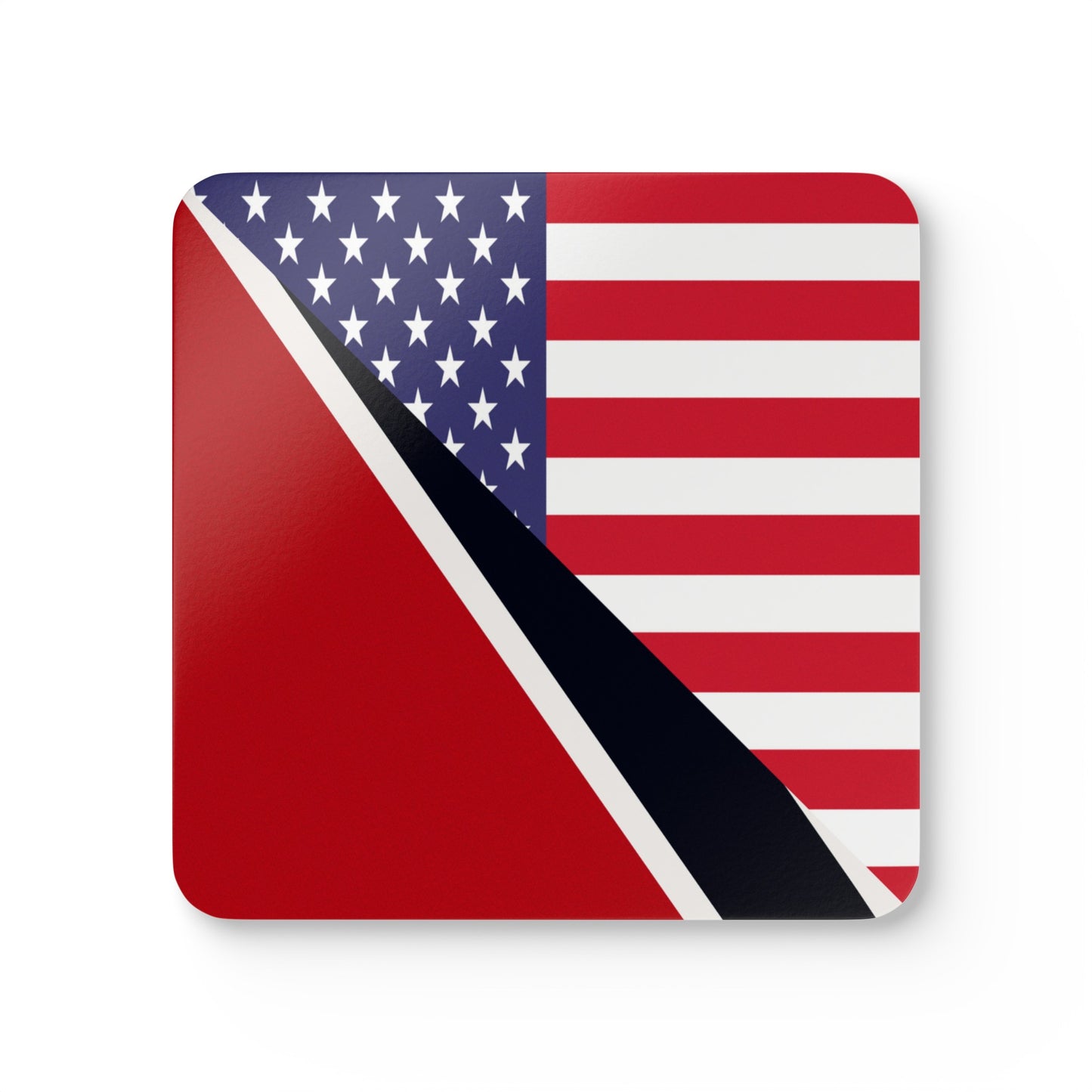 Trinidad American Flag Trini USA Corkwood Coaster Set