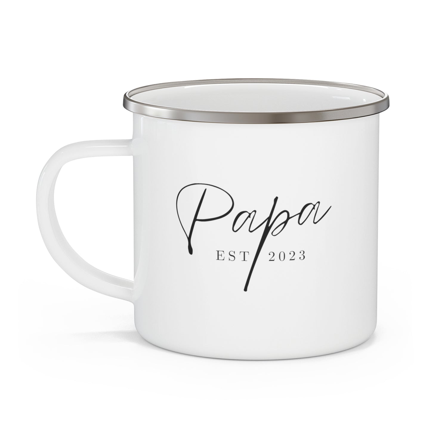 Papa Est 2023 Fathers Day Gift for Dad 12oz Enamel Mug