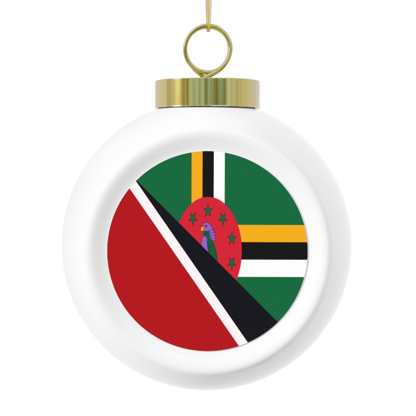 Trinidad Dominica Flag Trini Tobago Christmas Tree Ball Ornament