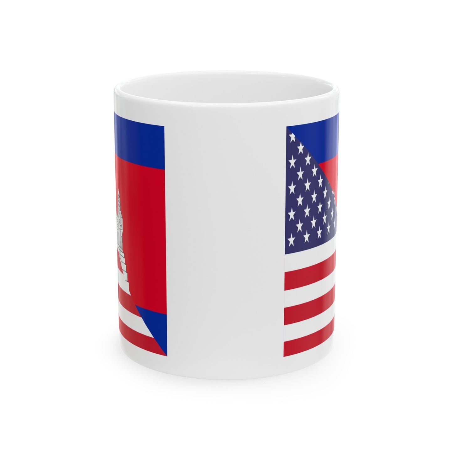 Cambodian American Flag Half Cambodia USA Ceramic Mug 11oz, 15oz Cup