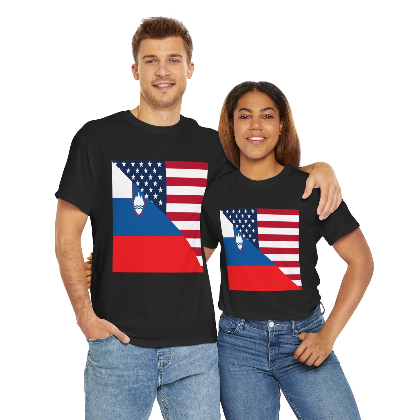 Slovenia American Flag Half Slovenian USA T-Shirt | Unisex Tee Shirt