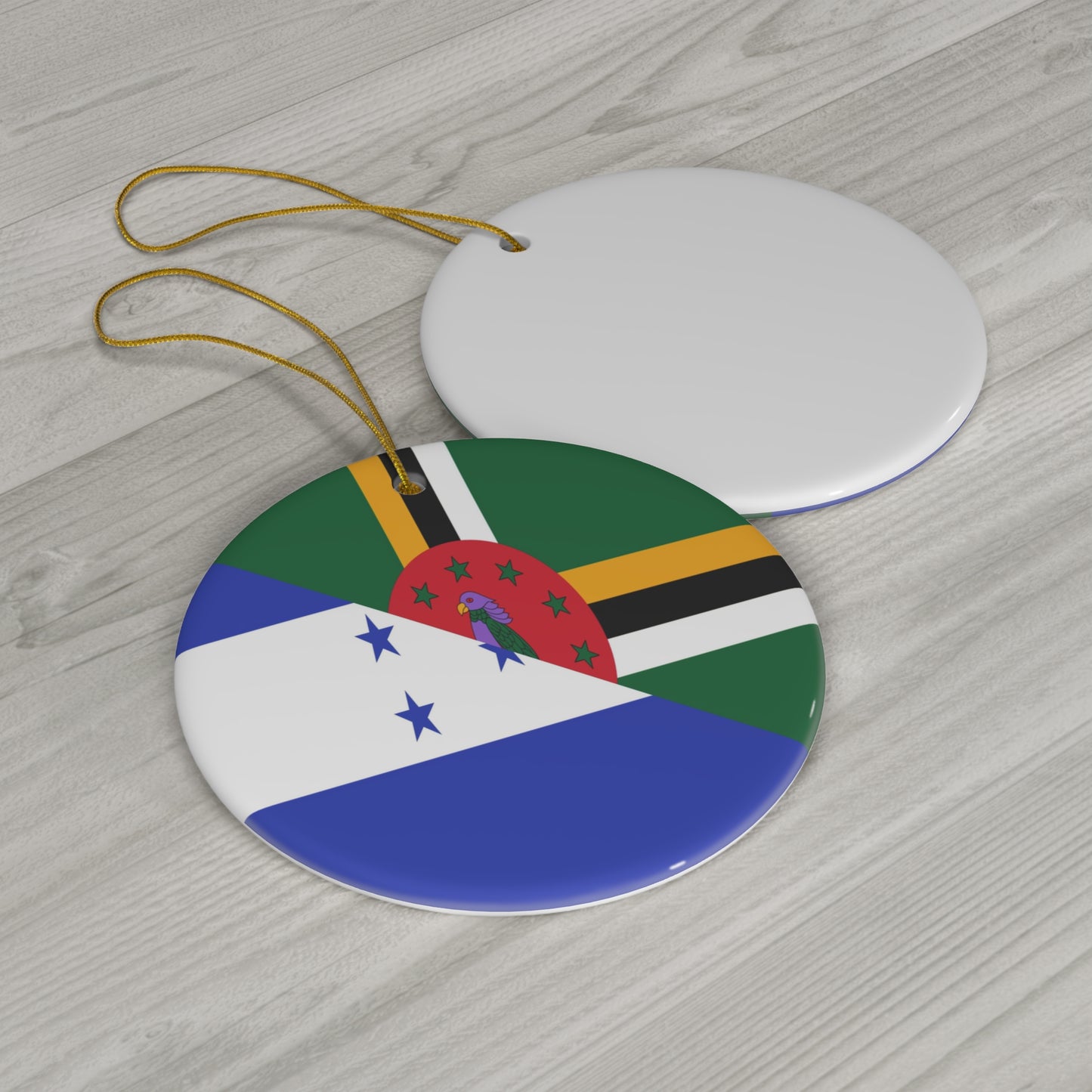 Dominica Honduras Half Honduran Dominican Flag Ceramic Ornament | Christmas Tree Ornaments