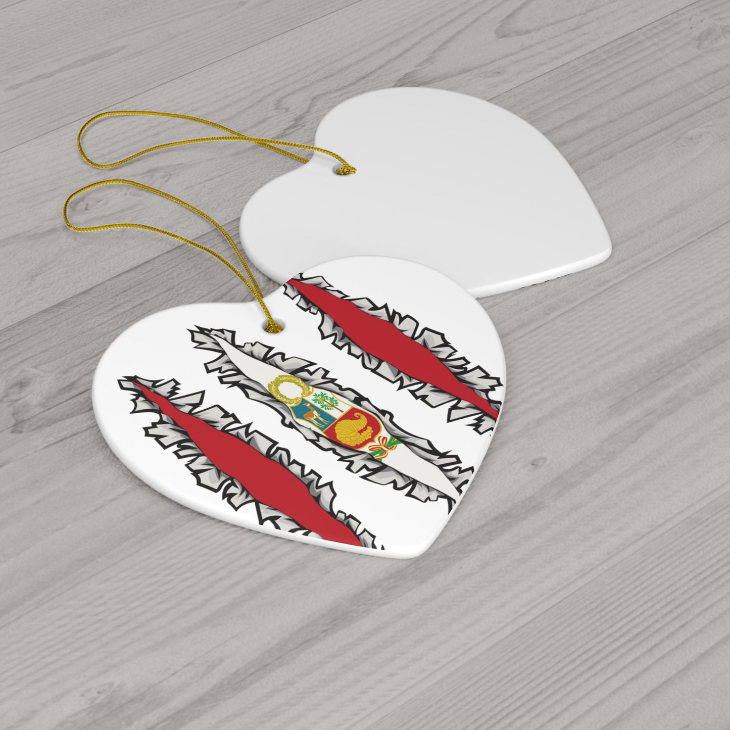 Slashed Peru Flag | Peruvian Ceramic Ornament | Christmas Tree Ornaments