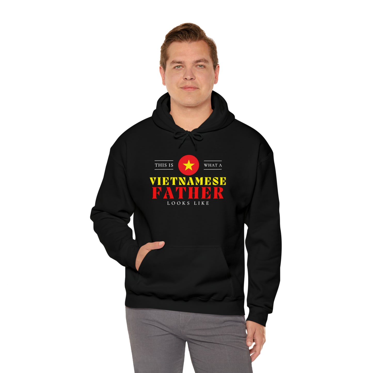 Vietnamese Father Looks Like Vietnam Flag Fathers Day Hoodie | Unisex Pullover Hooded Sweatshirt