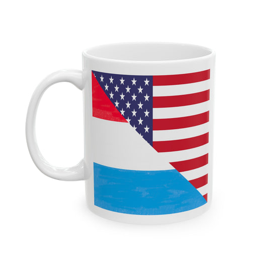 Luxembourg American Flag Luxembourger USA Ceramic Mug 11oz, 15oz Cup