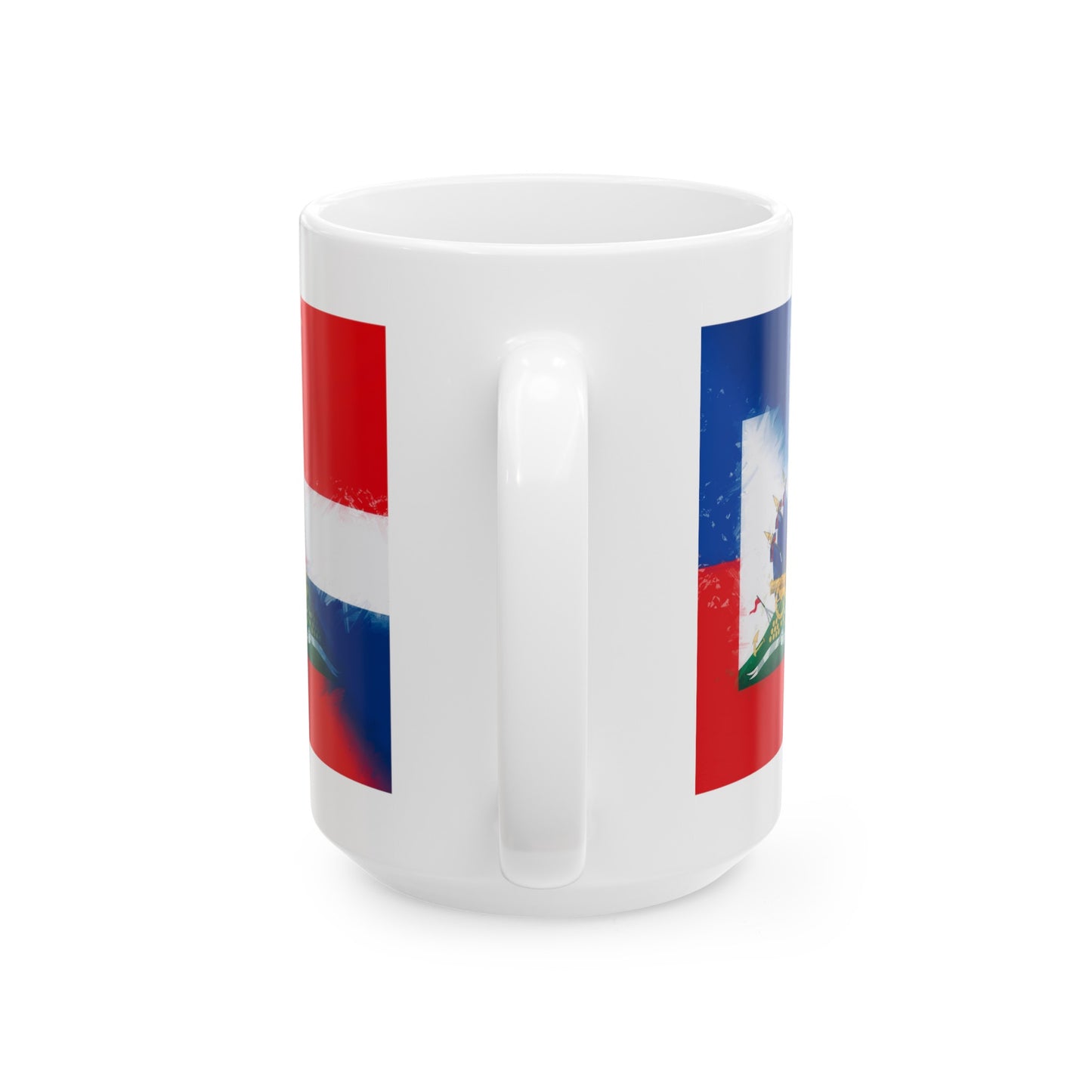 Haiti Dominican Republic Flag | Hispaniola DR Half Haitian Dominican Flag Ceramic Mug 11oz, 15oz Cup