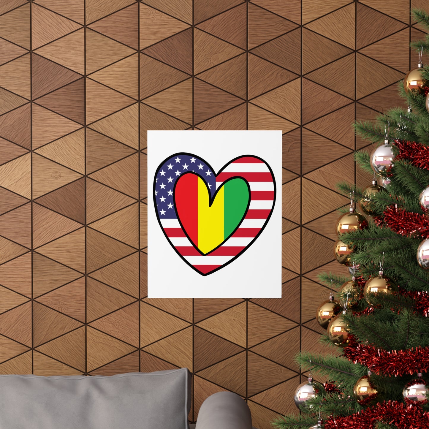 Guinean American Heart Valentines Day Wedding Gift Half Guinea USA Flag Premium Matte Poster