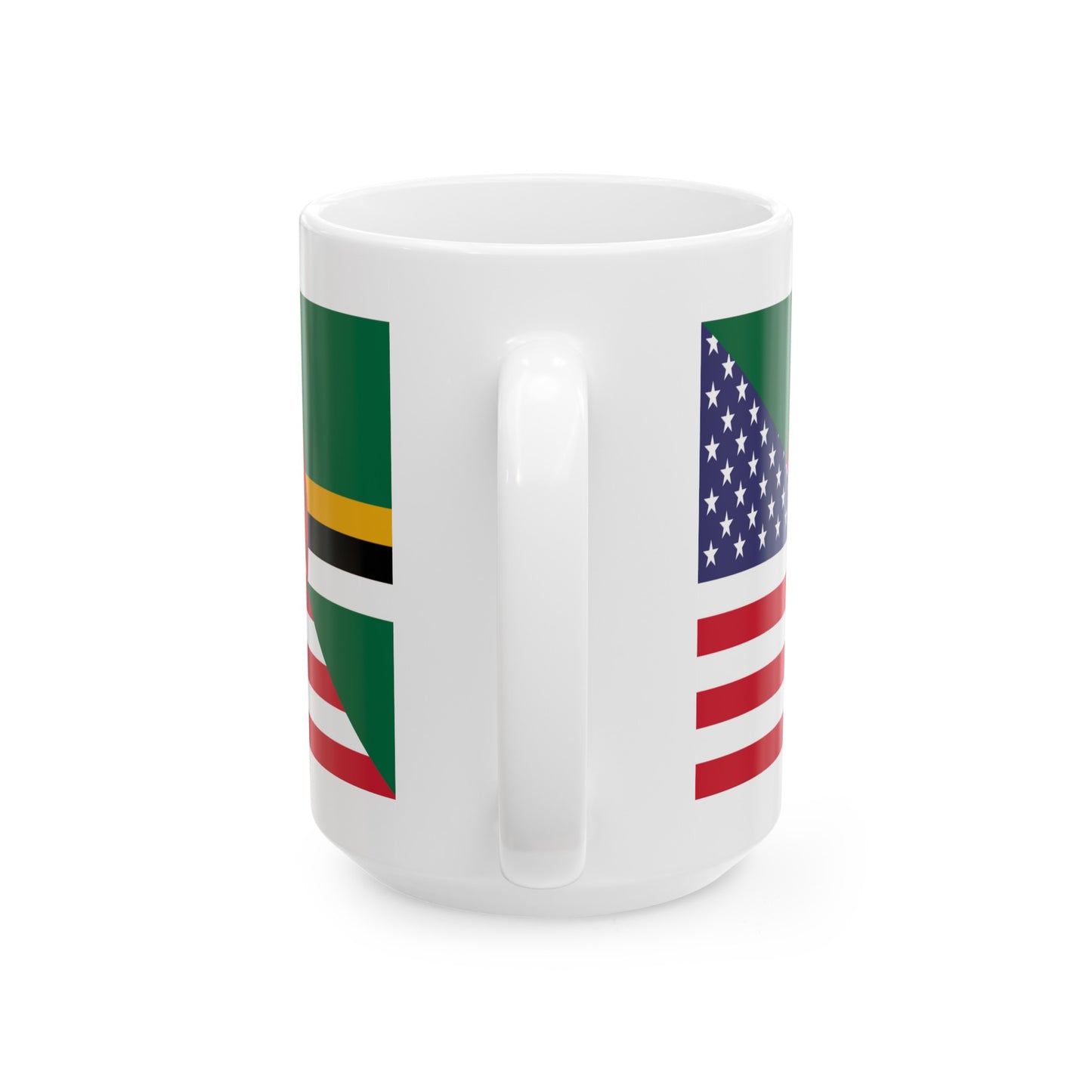 Dominican American Flag Dominica USA Half Ceramic Mug 11oz, 15oz Cup