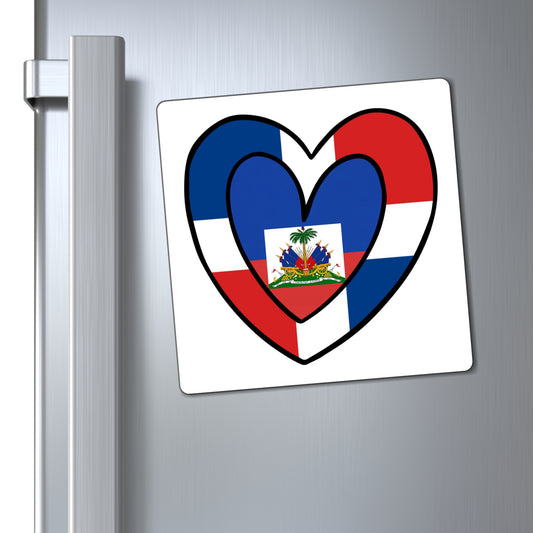 Dominican Haitian Flag Inner Heart DR Republic Haiti  Magnet