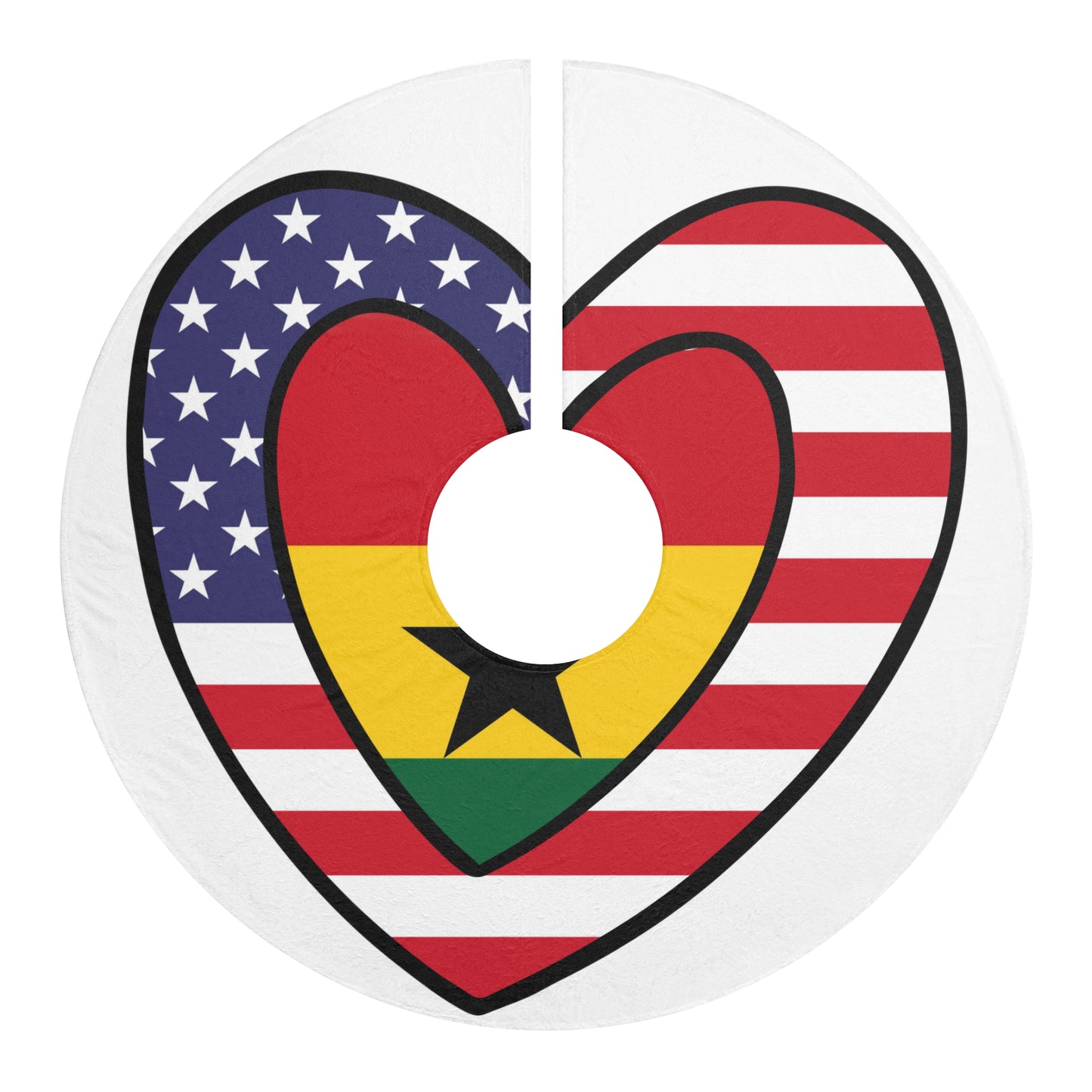 American Ghanaian Flag Inner Heart USA Ghana  Christmas Tree Skirt