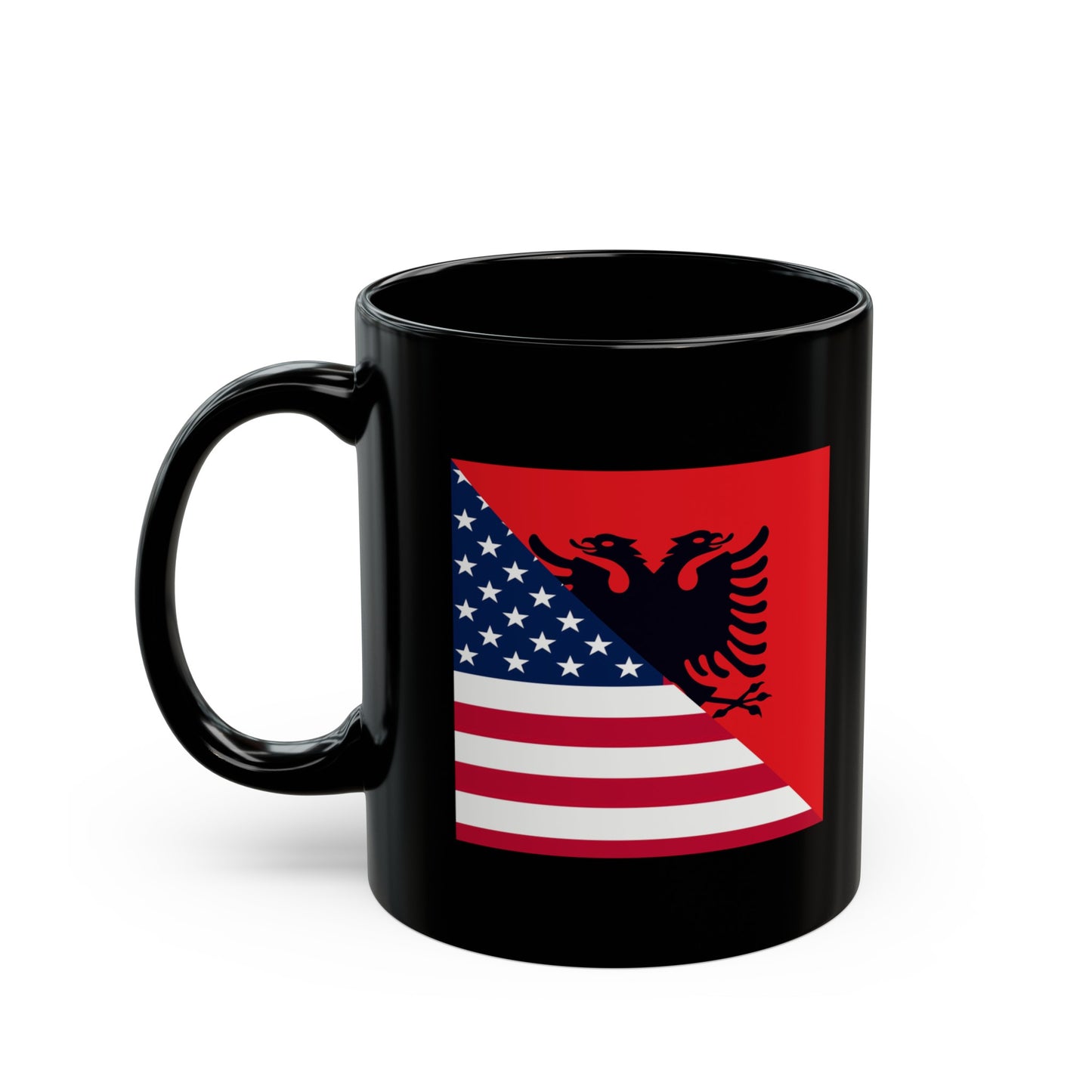 Albanian American Flag Albania USA Black Mug (11oz, 15oz)