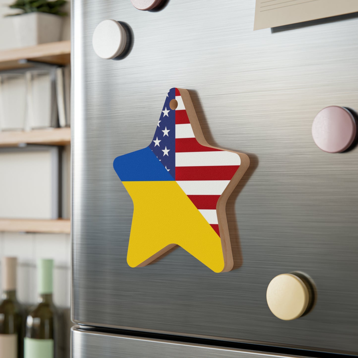 Ukrainian American Flag | Half Ukraine USA Wooden Ornament