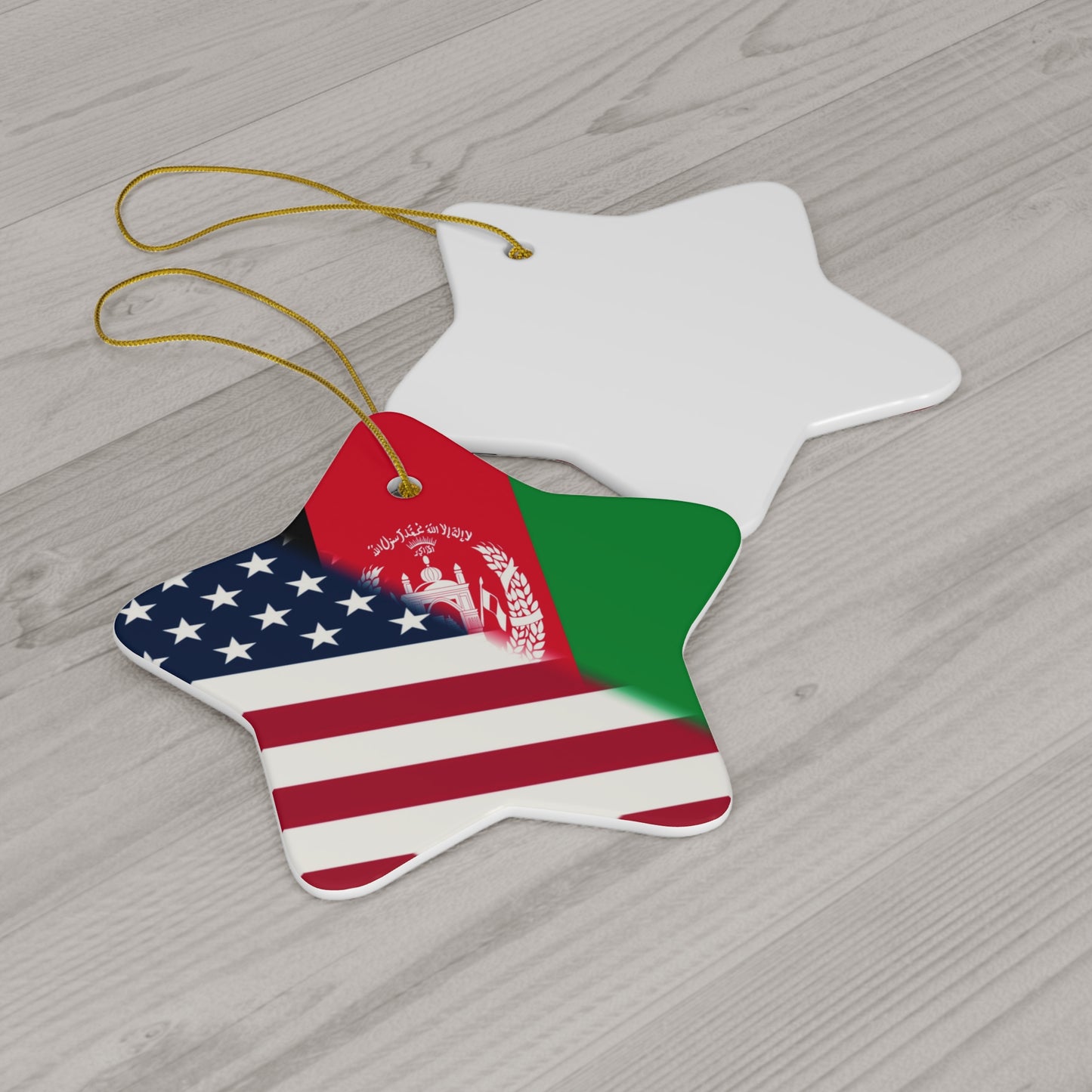 Afghanistan USA Flag | Half Afghan American Ceramic Ornament | Christmas Tree Ornaments