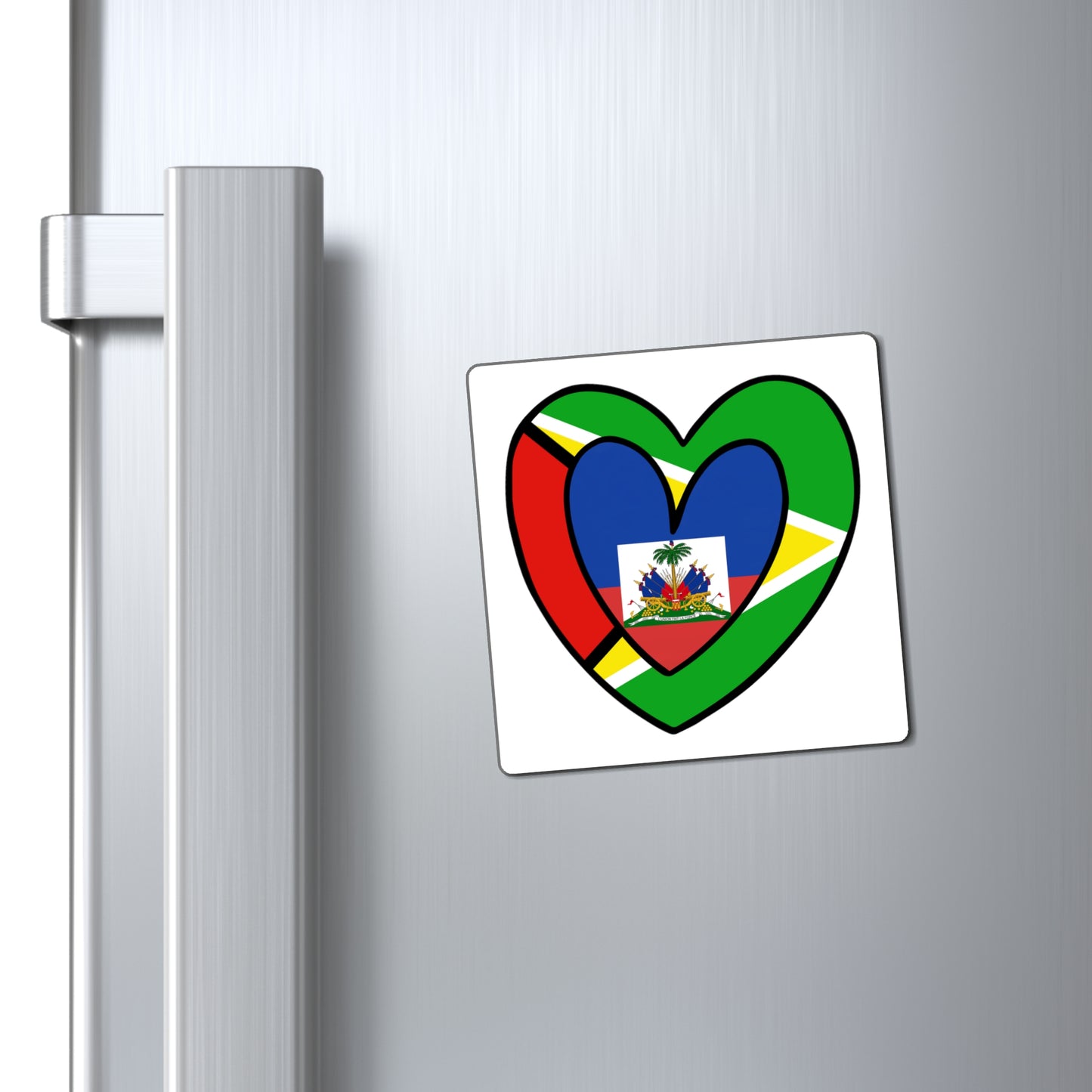 Guyanese Haitian Flag Inner Heart Guyana Haiti  Magnet