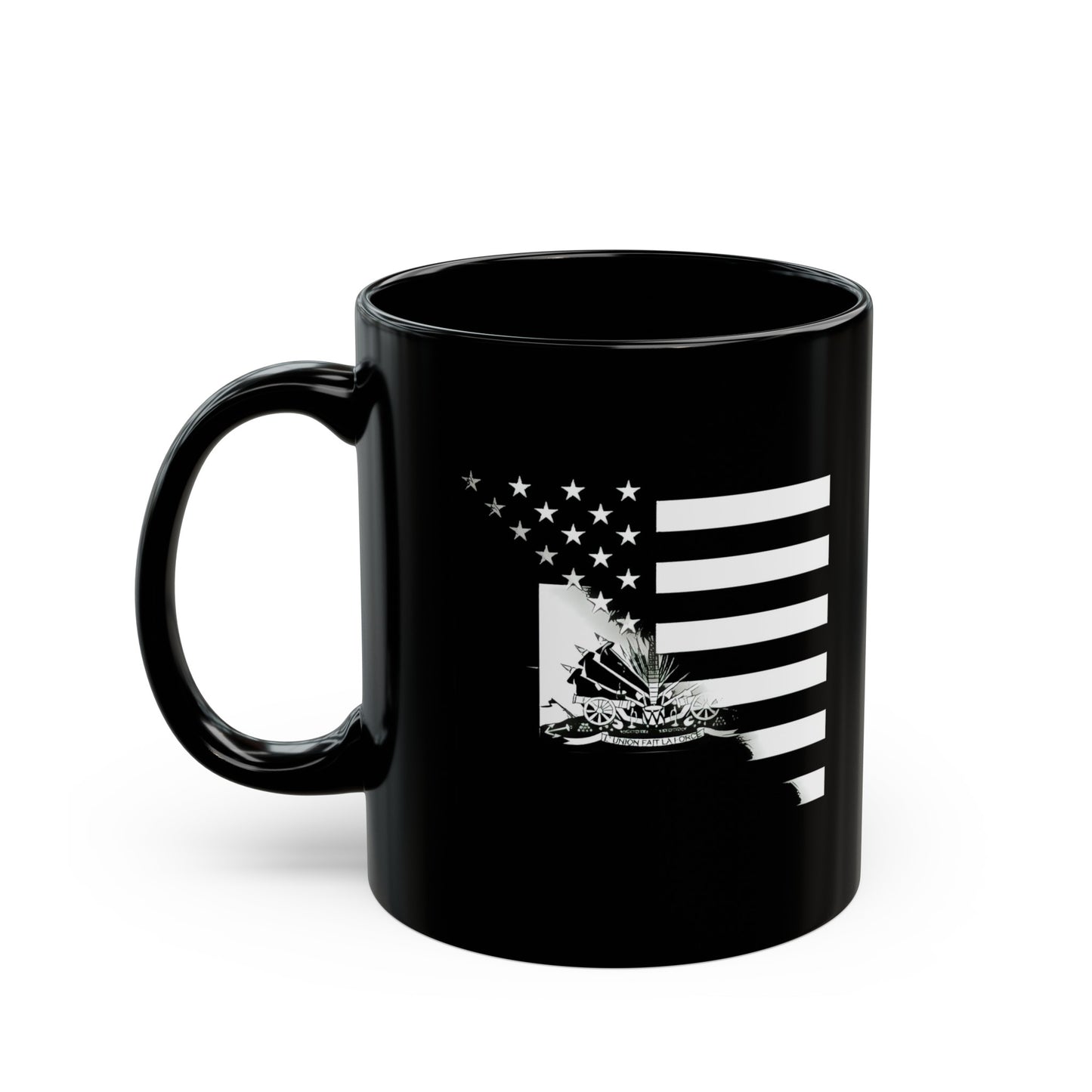 Haitian American Black White Flag Haiti USA Black Mug (11oz, 15oz)