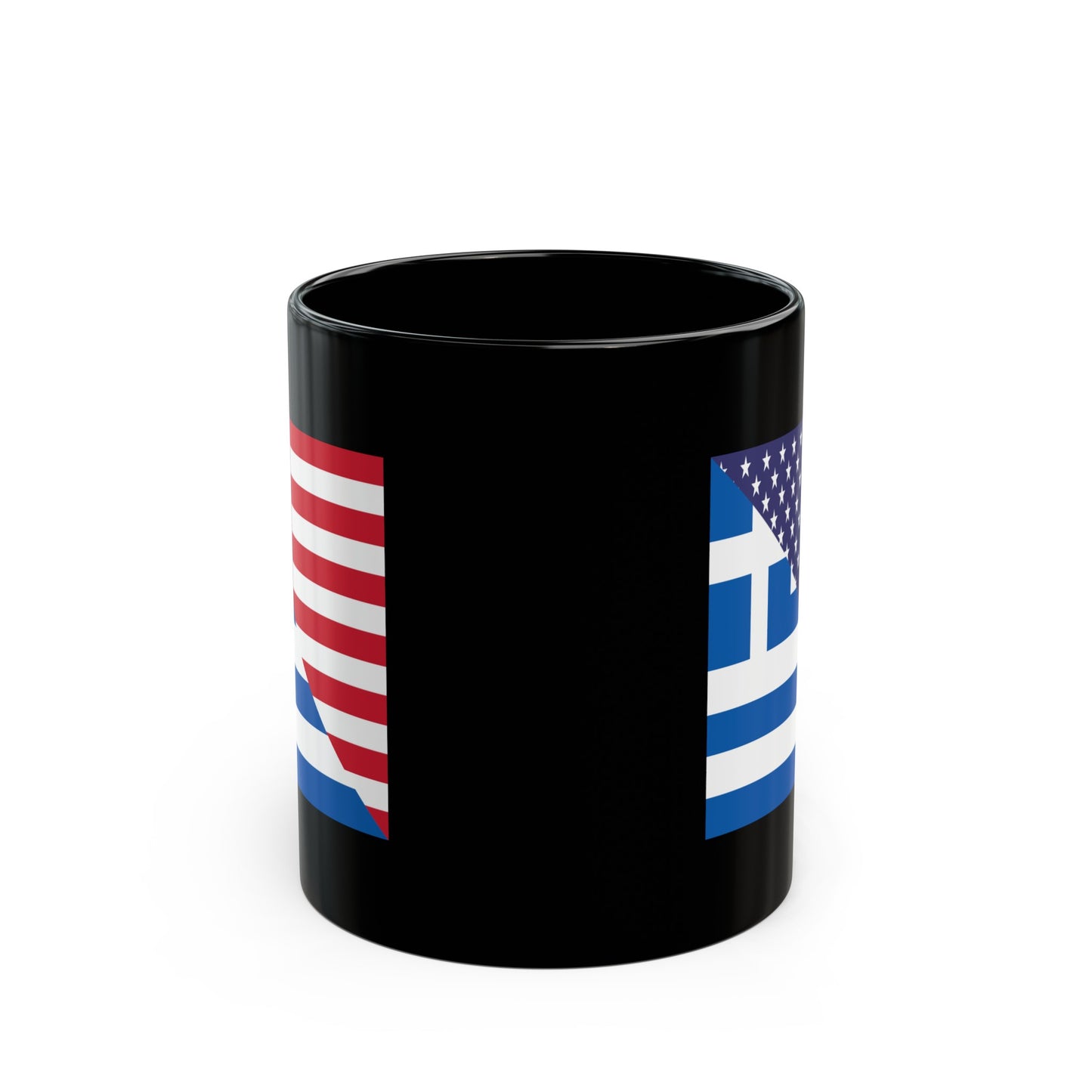 Greek American Flag Half Greece USA Black Mug (11oz, 15oz)