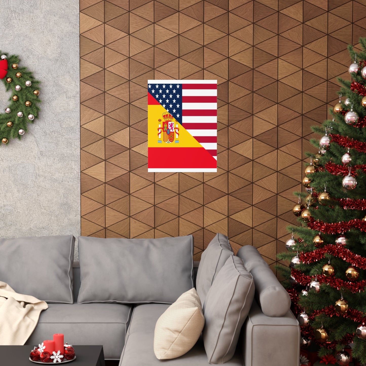 Spain American Flag Half Spanish USA Premium Matte Poster