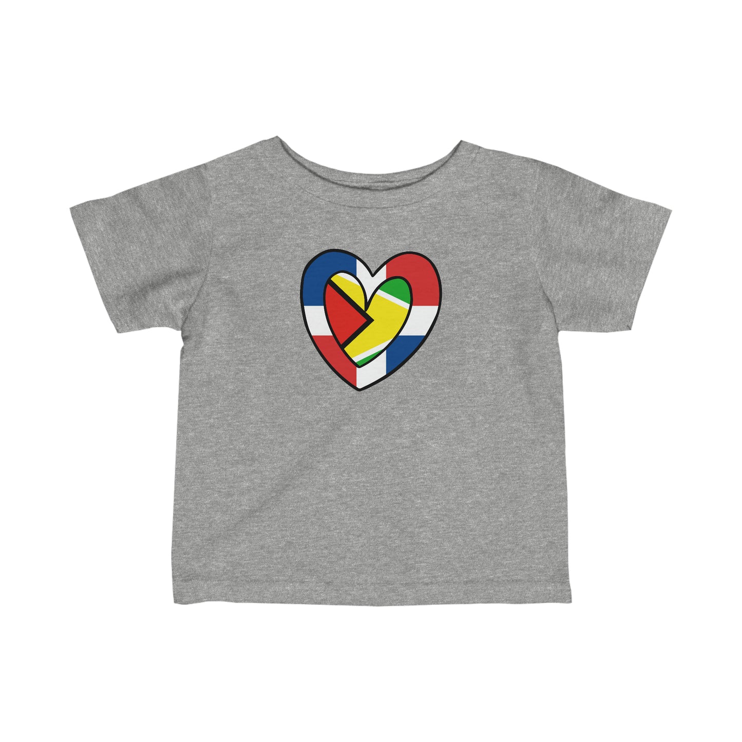 Infant Dominican Republic Guyana Flag Heart Guyanese Toddler Tee Shirt