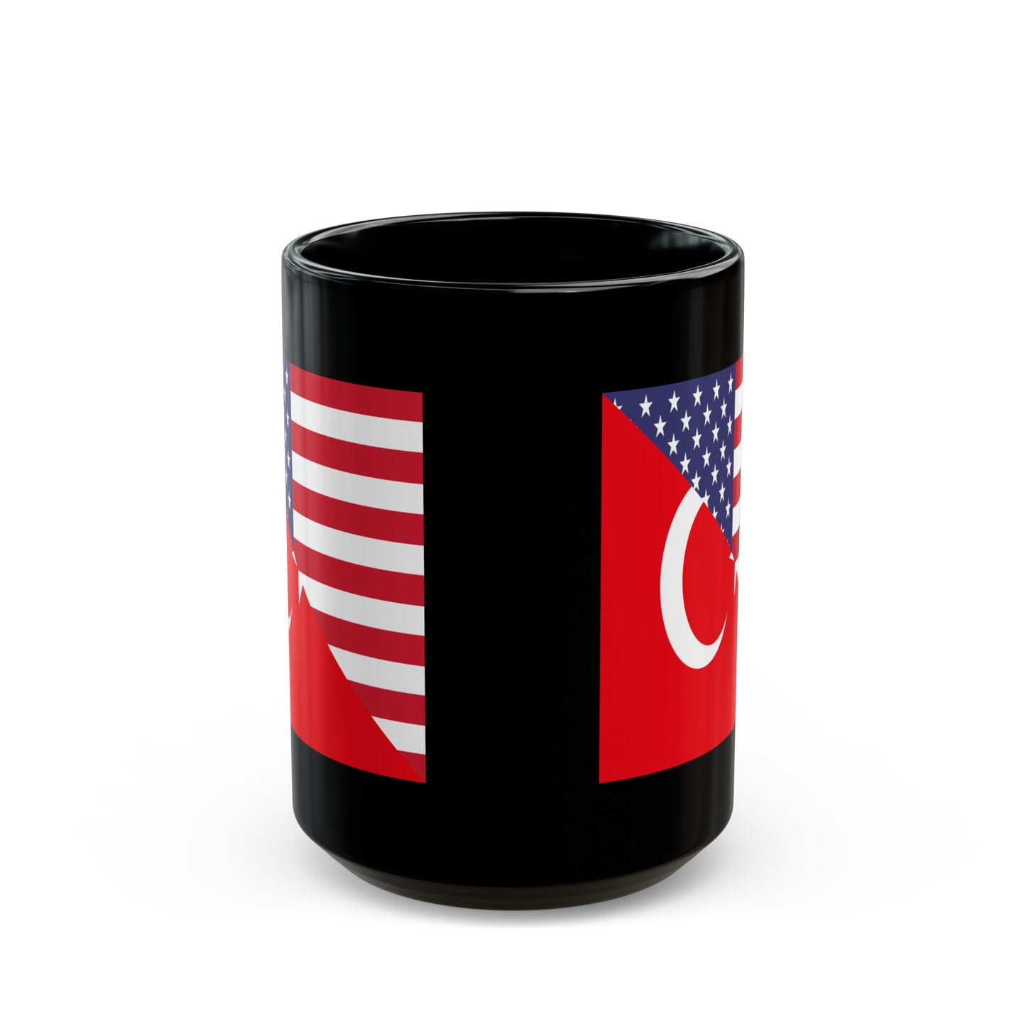 Turkey American Flag Half USA Black Mug (11oz, 15oz)