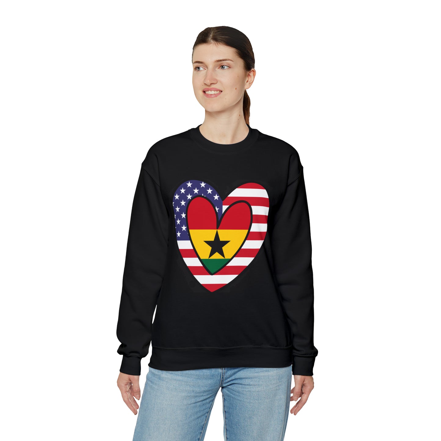 American Ghanaian Flag Inner Heart USA Ghana  Unisex Sweatshirt