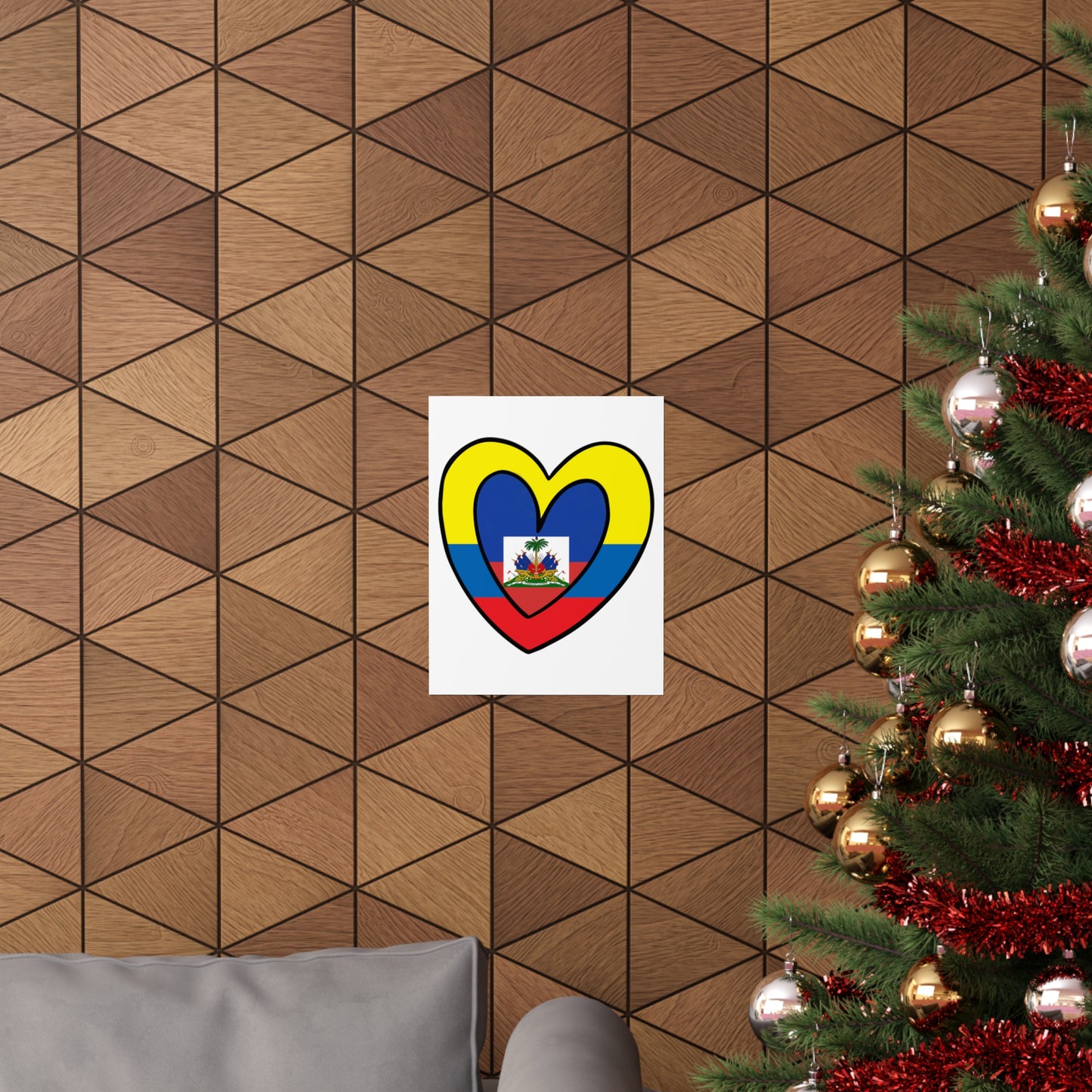 Colombian Haitian Flag Inner Heart Colombia Haiti  Premium Matte Poster