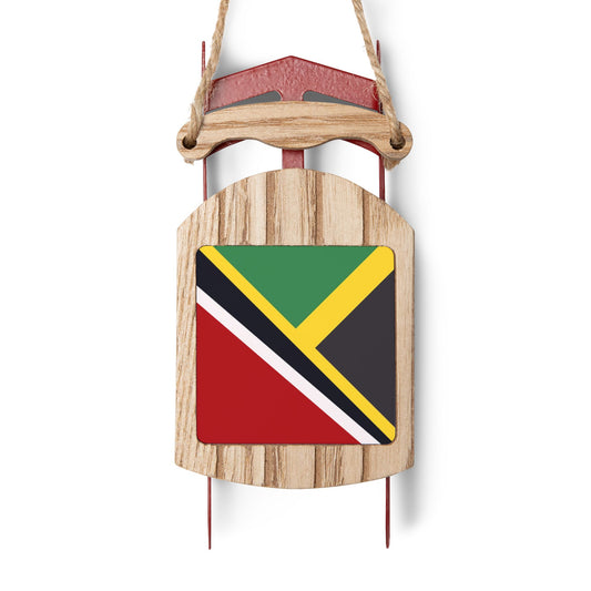 Jamaica Trinidad Flag Jamaican Trini Sled Ornament Christmas Tree Ornaments