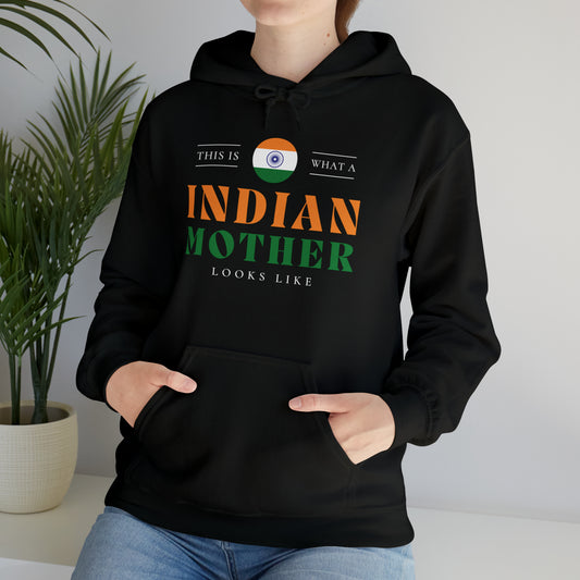 Indian Mother Looks Like India Flag Mothers Day Hoodie | Unisex Pullover Hooded Sweatshirt