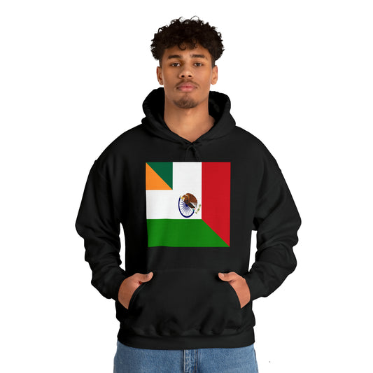 Indian Mexican Flag Half India Mexico Hoodie | Unisex Pullover Hooded Sweatshirt