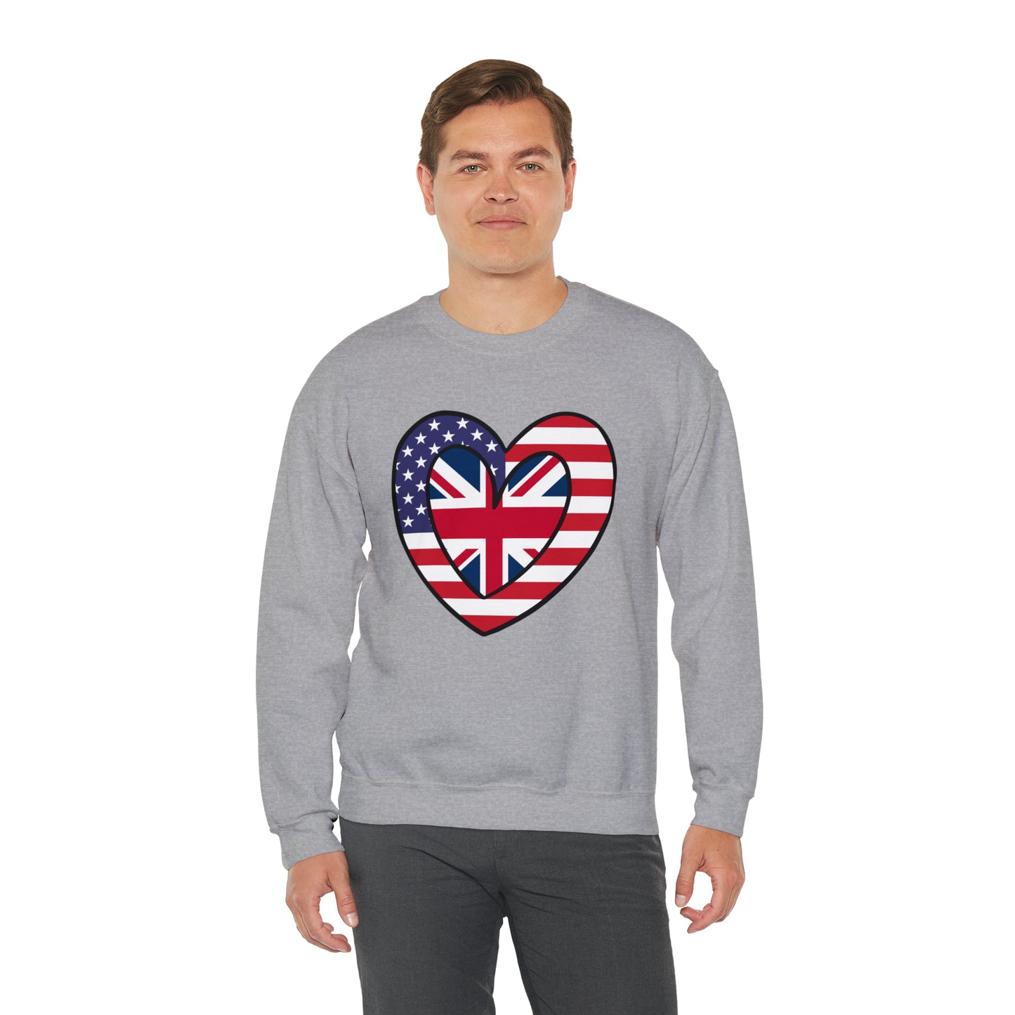 American UK Flag Inner Heart USA United Kingdom Unisex Sweatshirt